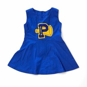 Blue Sleeveless Dress with Yellow Lettering